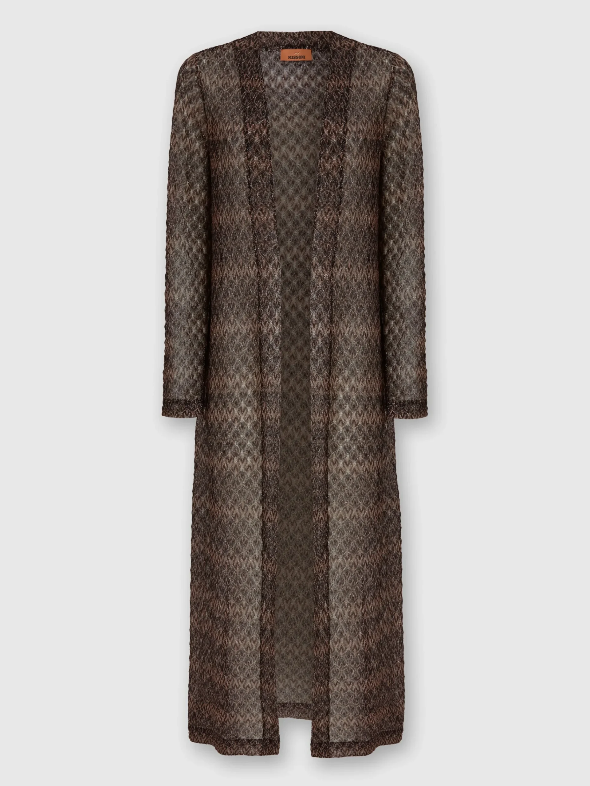 Cardigan lungo motivo pizzo lamé