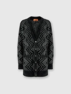 Cardigan oversize zig zag con paillettes