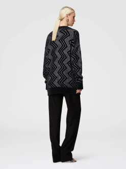 Cardigan oversize zig zag con paillettes