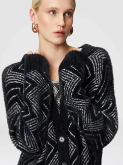 Cardigan oversize zig zag con paillettes