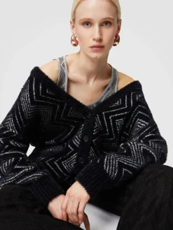 Cardigan oversize zig zag con paillettes