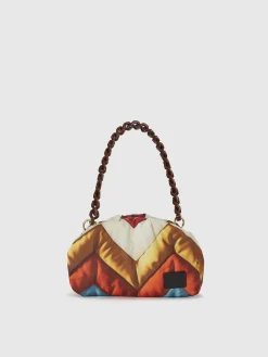 Clutch in tessuto zig zag con tracolla in resina