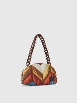 Clutch in tessuto zig zag con tracolla in resina