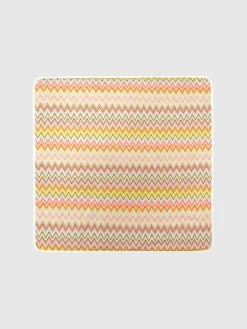 Coperta in cotone stretch zig zag con profili a contrasto