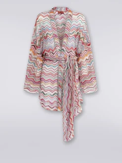Copricostume a vestaglia in crochet zig zag con lurex