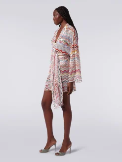 Copricostume a vestaglia in crochet zig zag con lurex