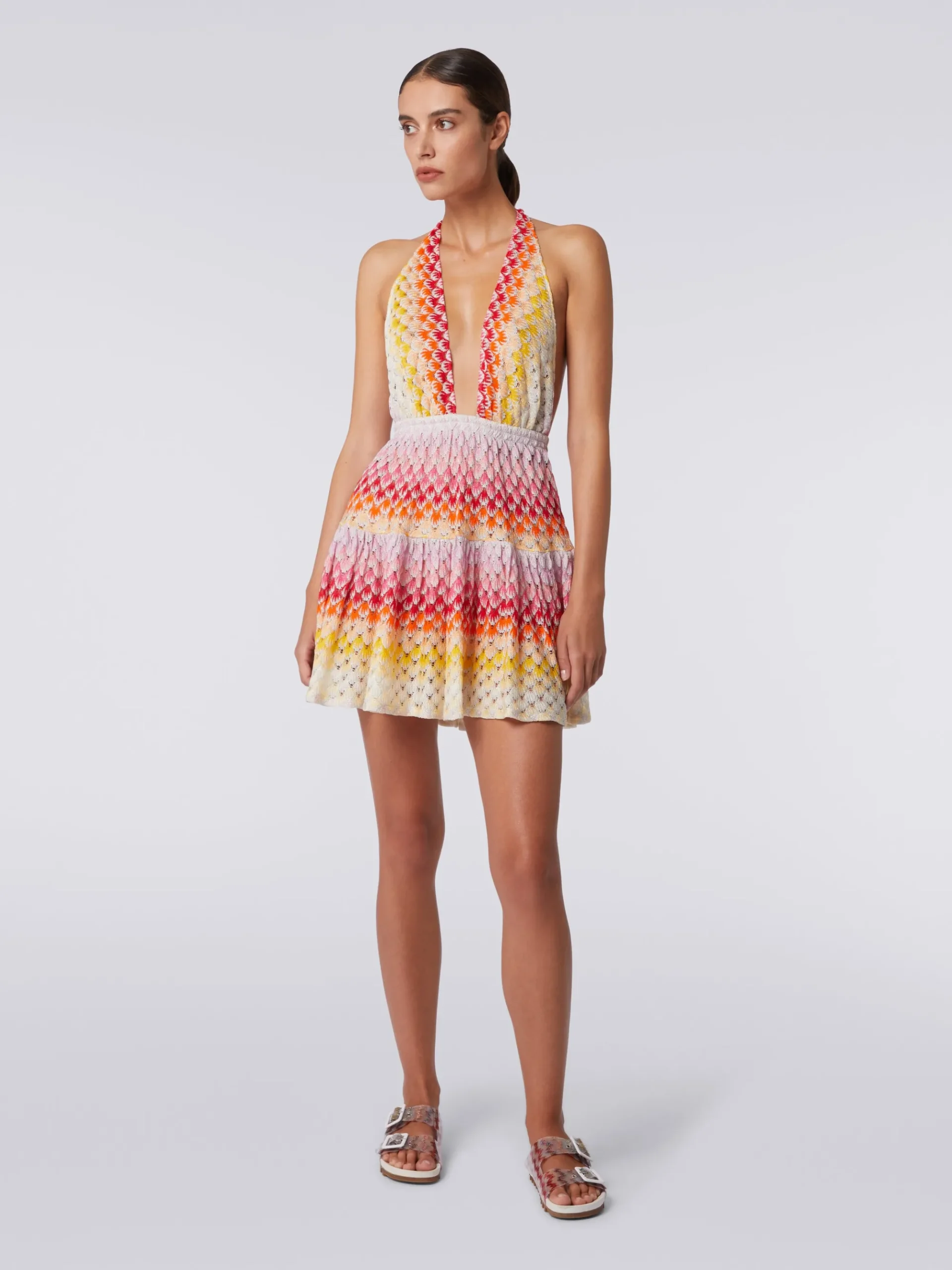Copricostume corto effetto pizzo dégradé con lurex