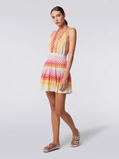 Copricostume corto effetto pizzo dégradé con lurex