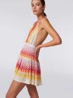 Copricostume corto effetto pizzo dégradé con lurex