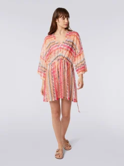 Copricostume corto in tulle di viscosa chevron