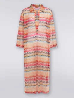 Copricostume lungo con maniche lunghe in tulle di viscosa chevron