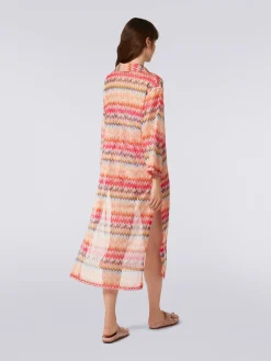 Copricostume lungo con maniche lunghe in tulle di viscosa chevron