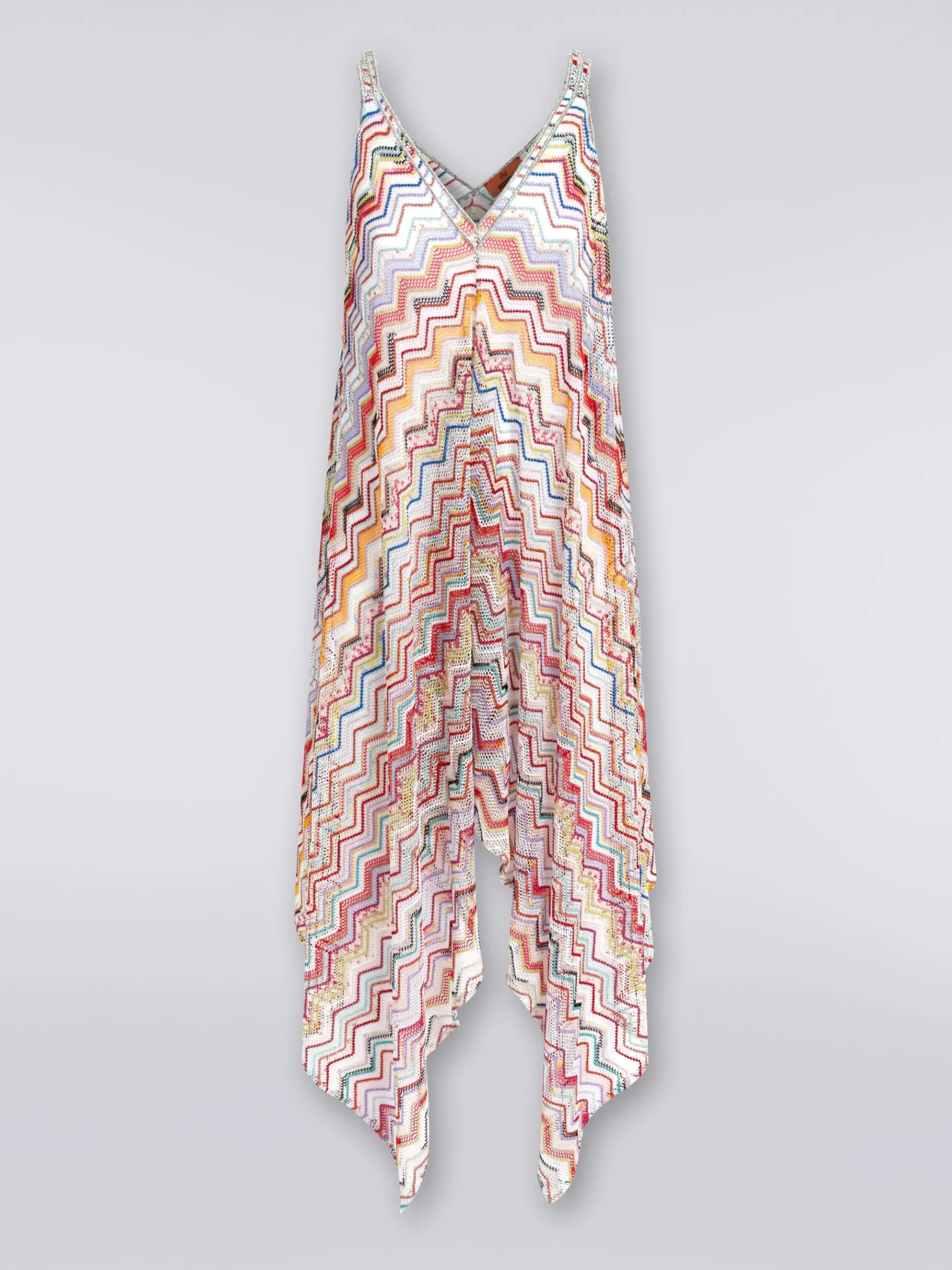 Copricostume lungo in crochet zig zag con lurex