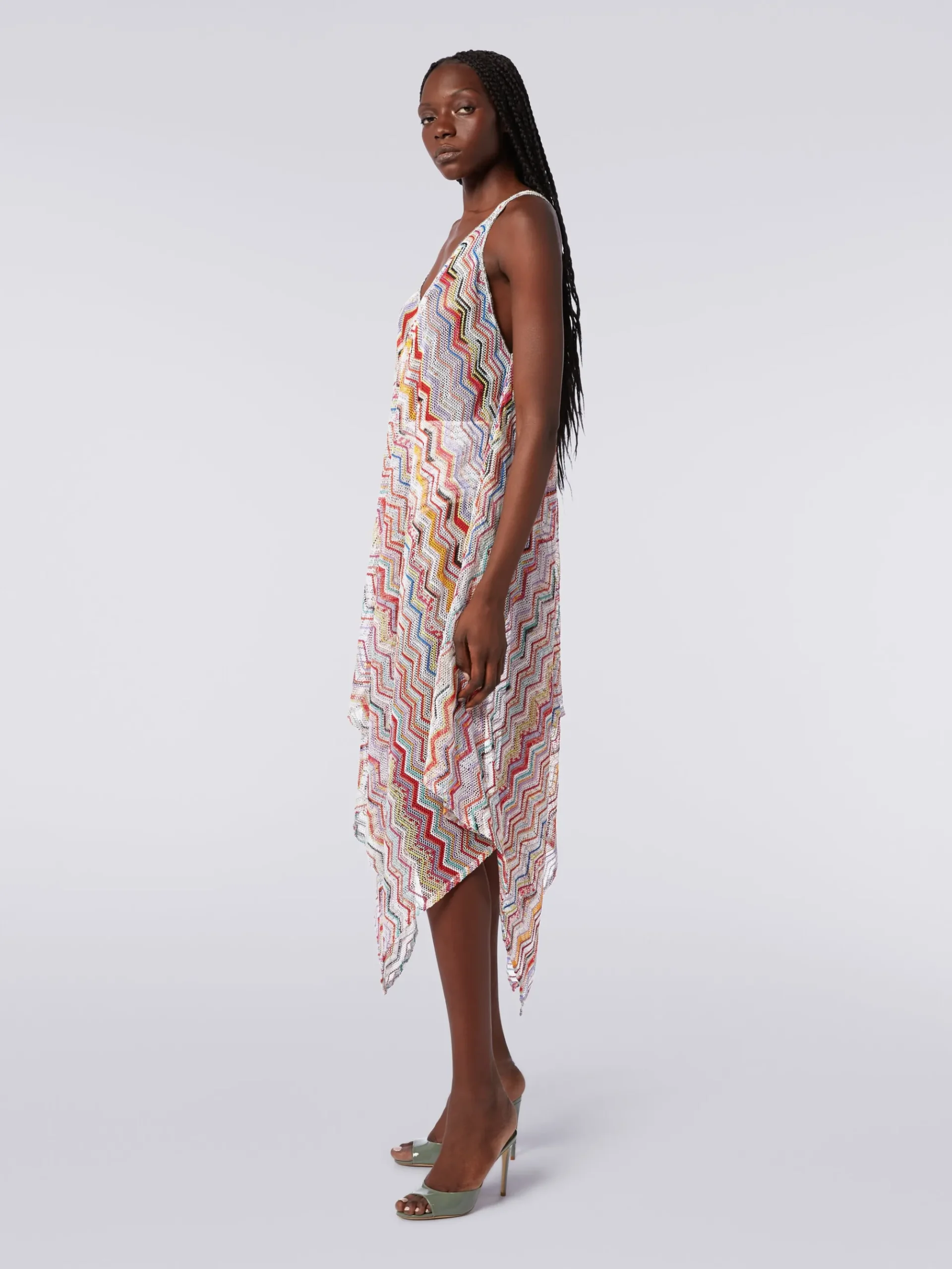 Copricostume lungo in crochet zig zag con lurex