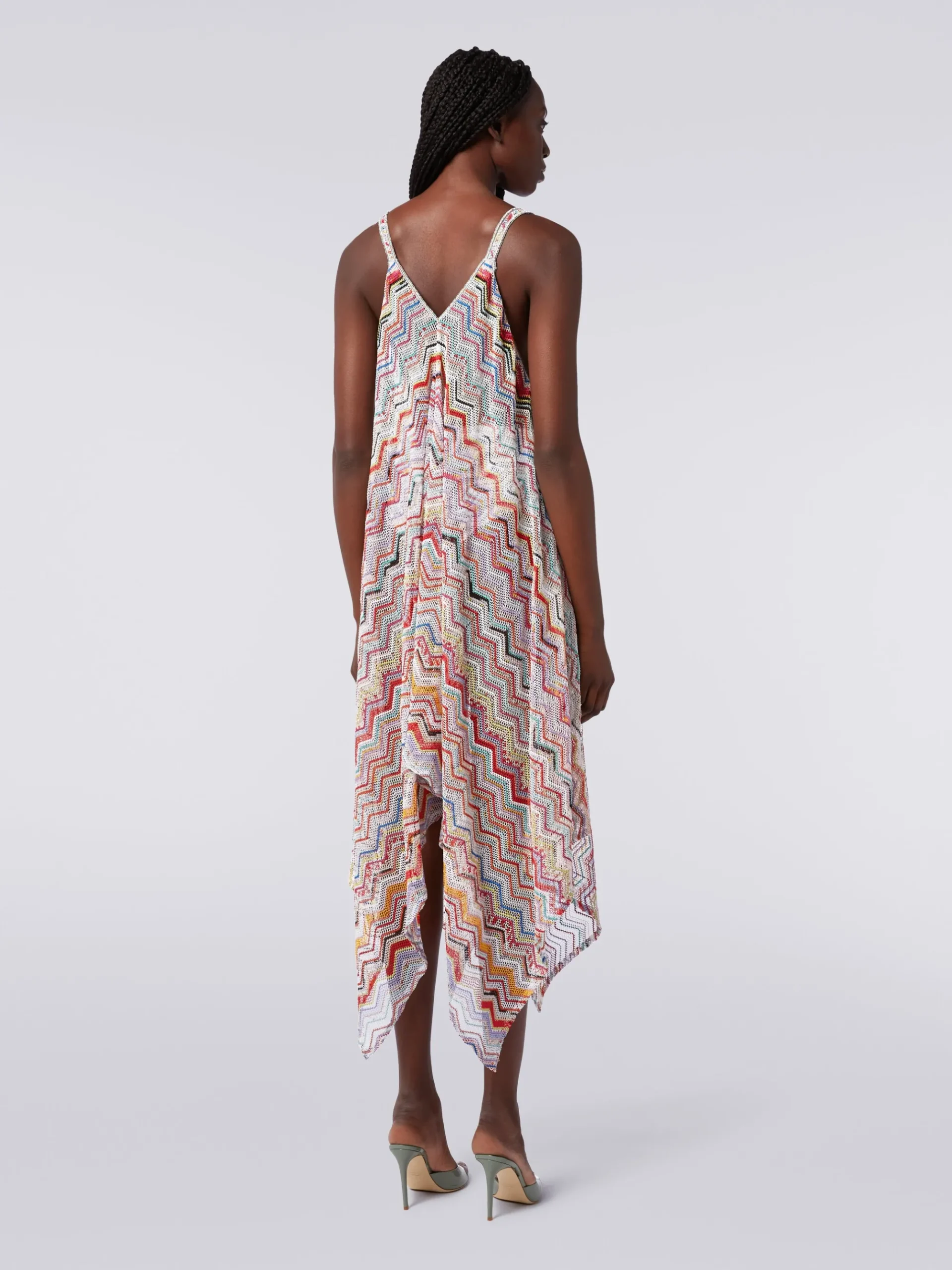 Copricostume lungo in crochet zig zag con lurex