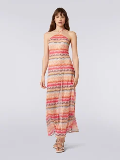 Copricostume lungo in tulle di viscosa chevron
