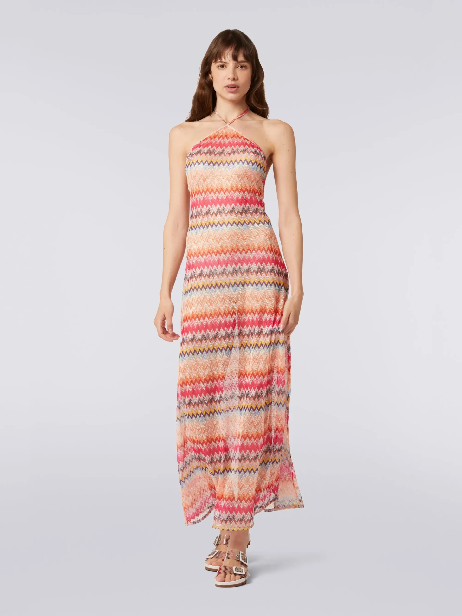 Copricostume lungo in tulle di viscosa chevron