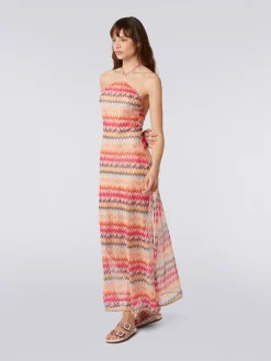 Copricostume lungo in tulle di viscosa chevron
