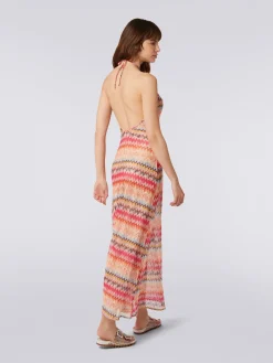Copricostume lungo in tulle di viscosa chevron