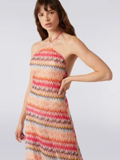 Copricostume lungo in tulle di viscosa chevron