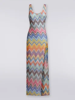 Copricostume lungo stampa zig zag con lurex