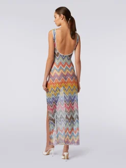 Copricostume lungo stampa zig zag con lurex