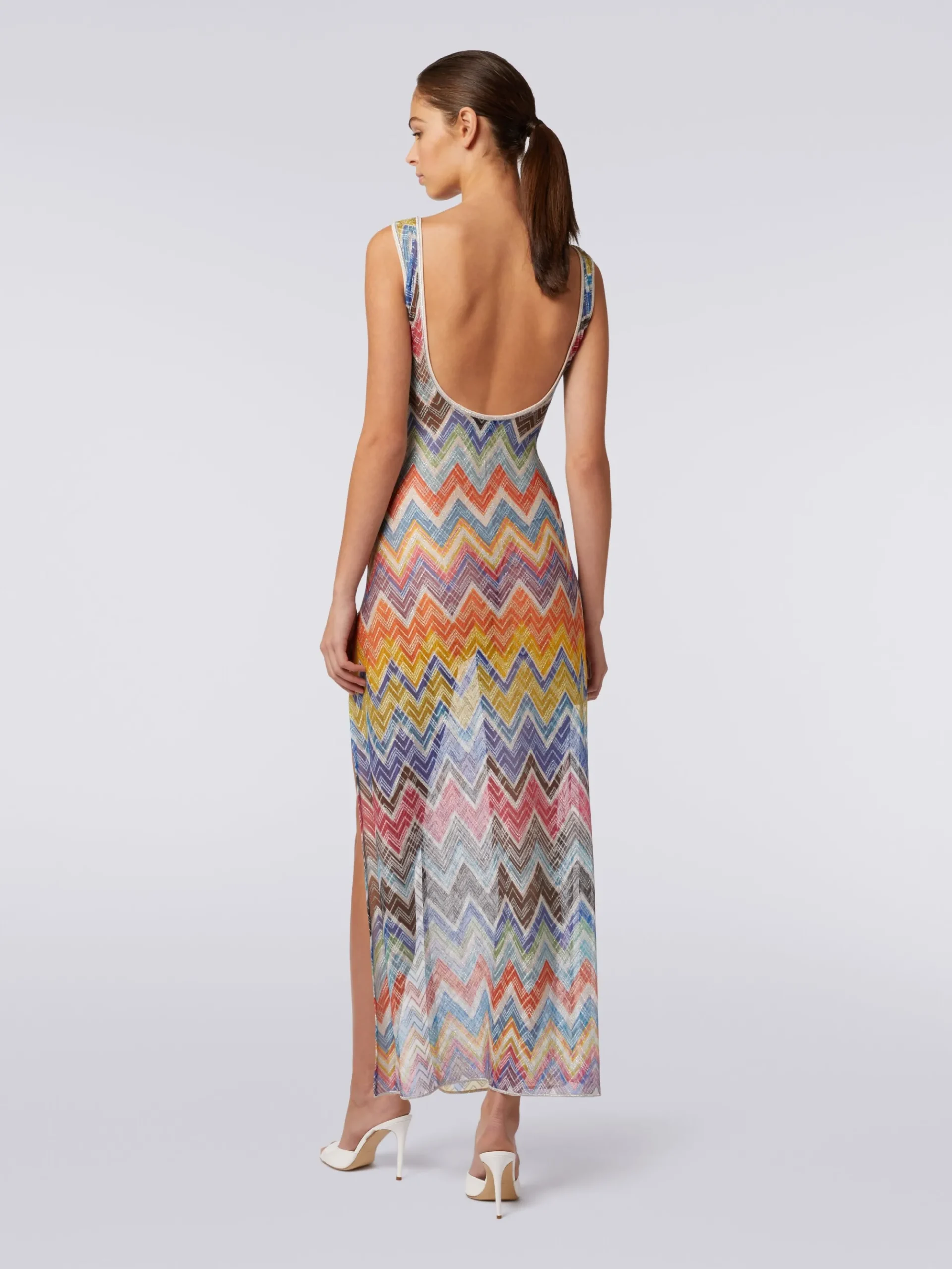 Copricostume lungo stampa zig zag con lurex