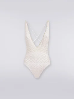 Costume intero con chevron tono su tono lamé