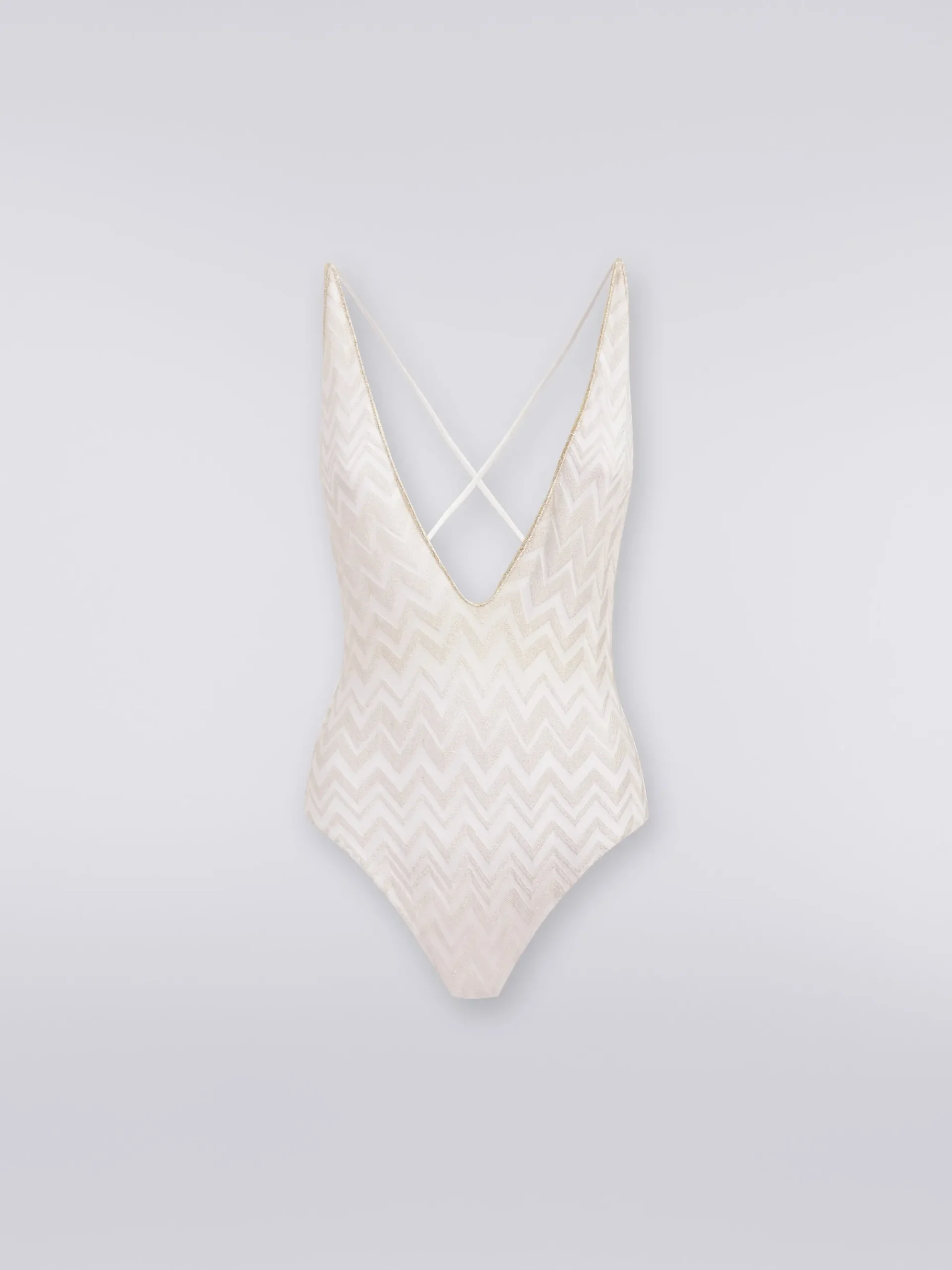 Costume intero con chevron tono su tono lamé