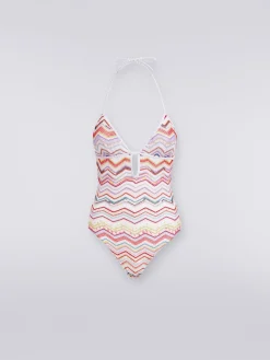 Costume intero in crochet zig zag con lurex