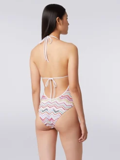 Costume intero in crochet zig zag con lurex