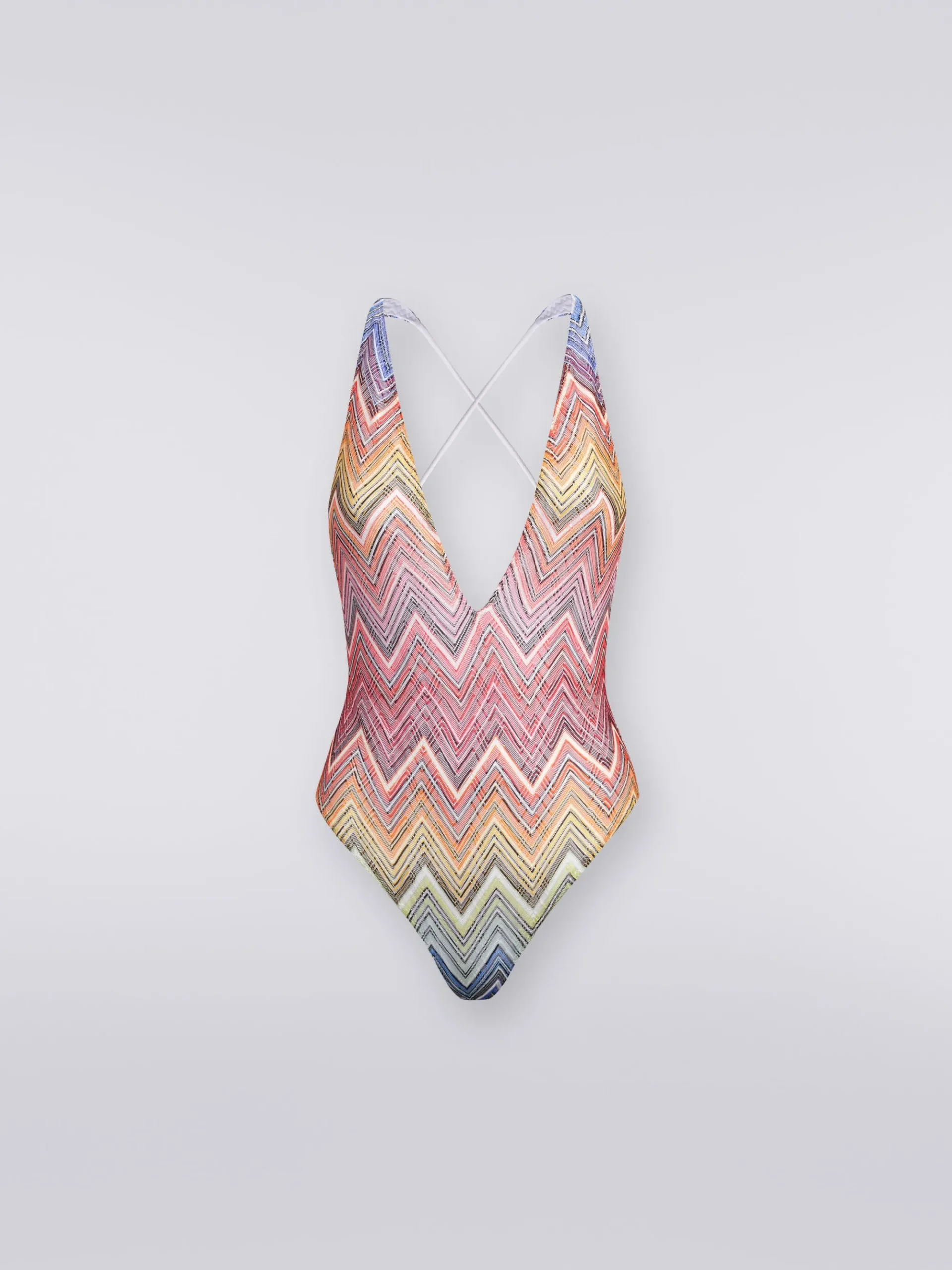 Costume intero in tessuto stampa zig zag