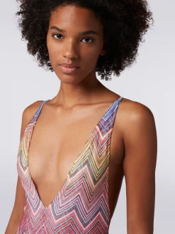 Costume intero in tessuto stampa zig zag