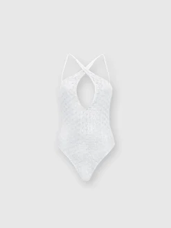 Costume intero in viscosa effetto pizzo