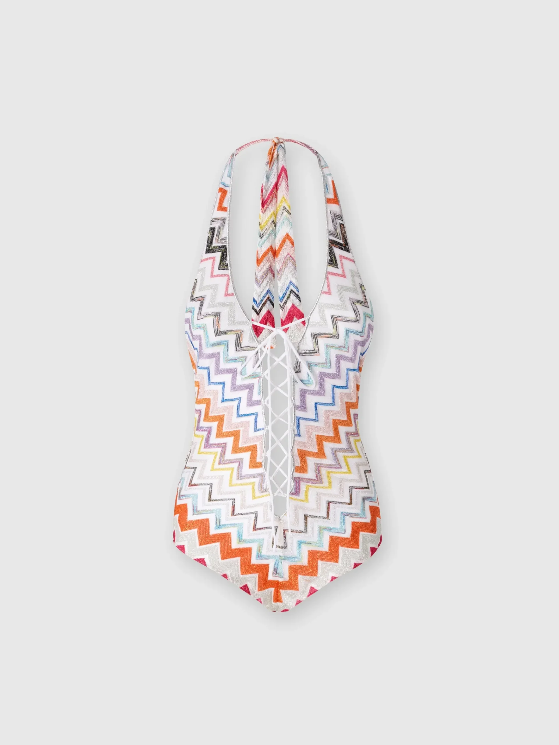 Costume intero in viscosa zig zag con lurex