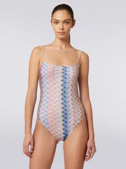 Costume intero lamé con spalline sottili regolabili