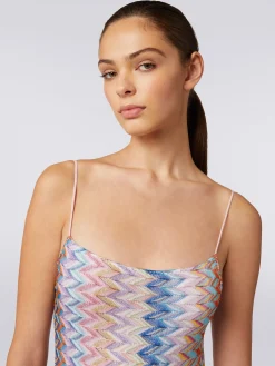 Costume intero lamé con spalline sottili regolabili