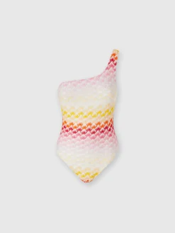 Costume intero monospalla effetto pizzo con lurex