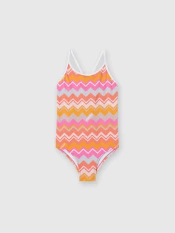 Costume intero stampa zig zag con logo