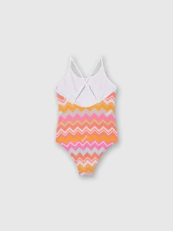 Costume intero stampa zig zag con logo