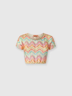 Crop top in tulle stampato