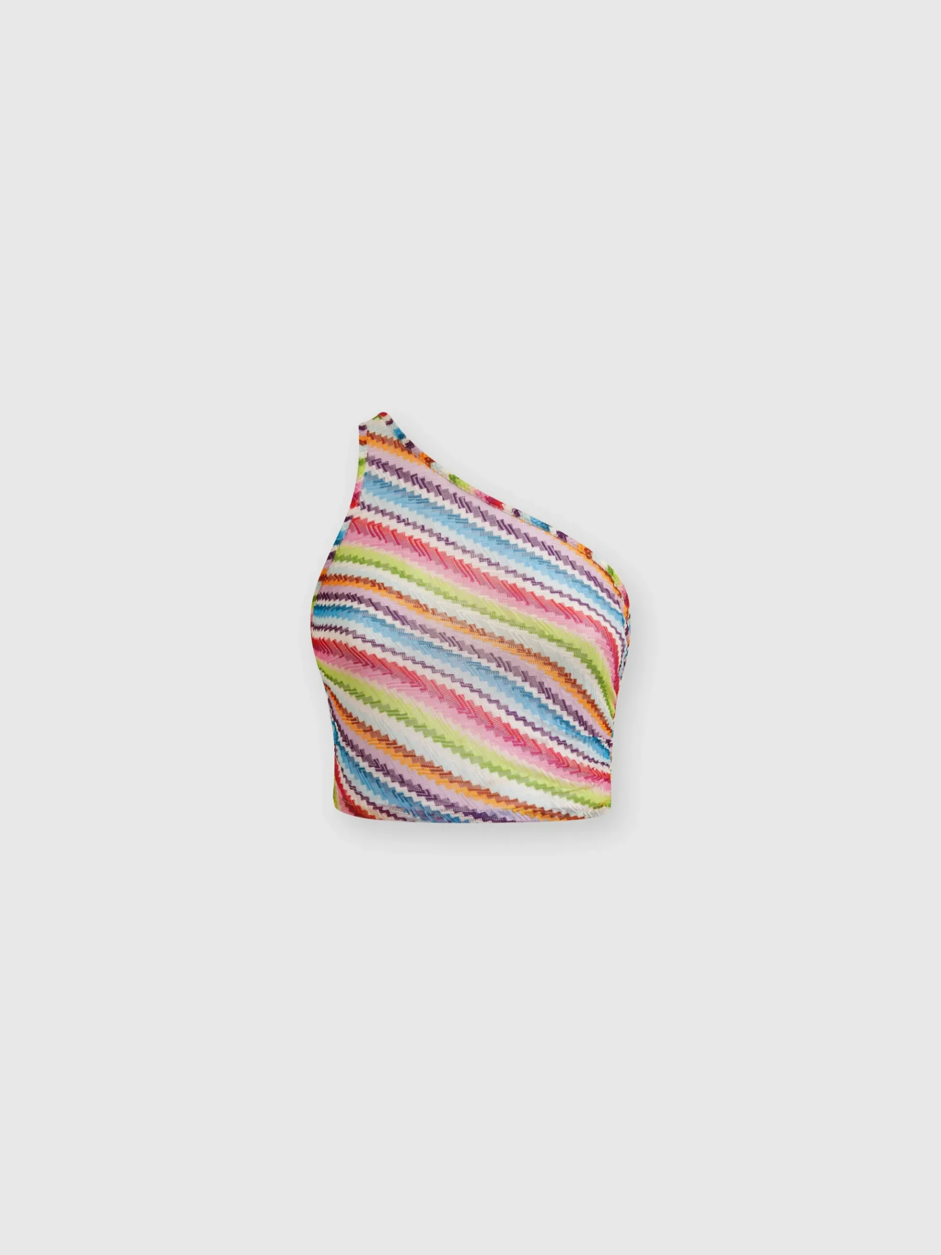 Crop top monospalla con arricciatura laterale