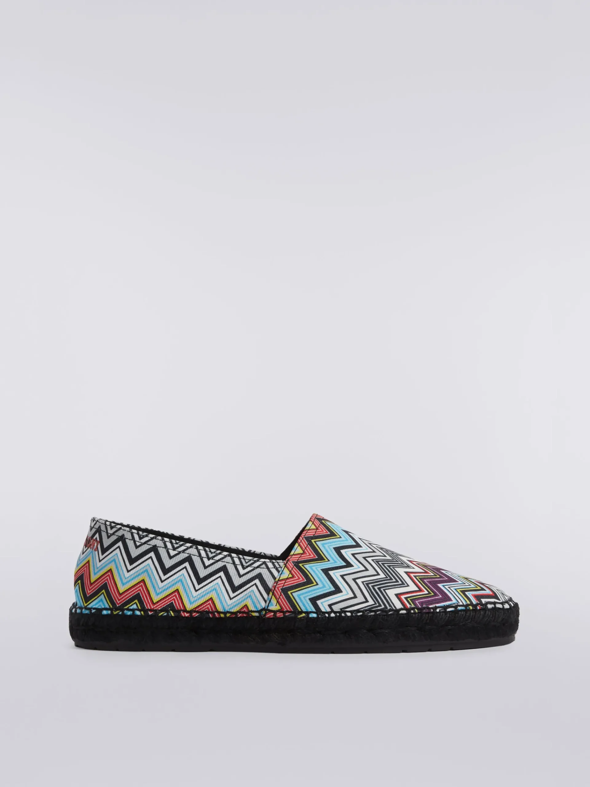 Espadrilles flat in canvas stampato con scritta logo