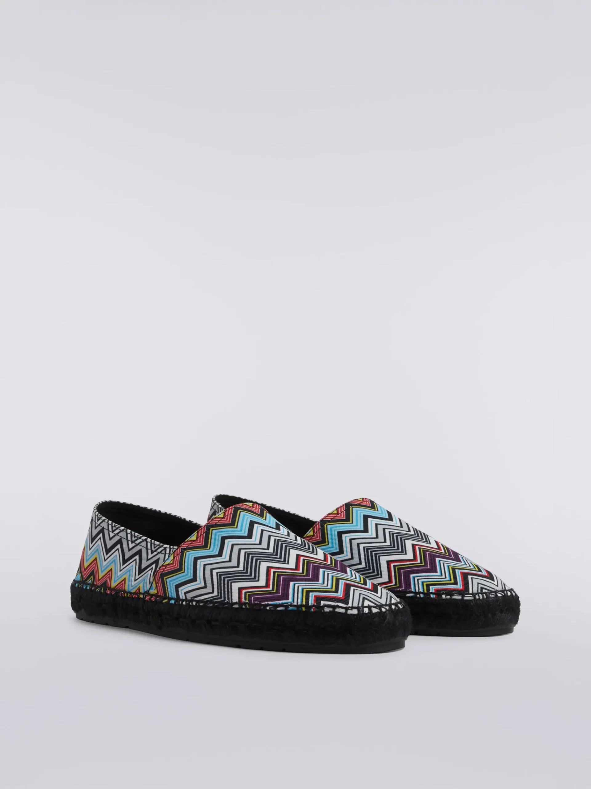Espadrilles flat in canvas stampato con scritta logo
