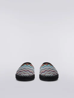 Espadrilles flat in canvas stampato con scritta logo