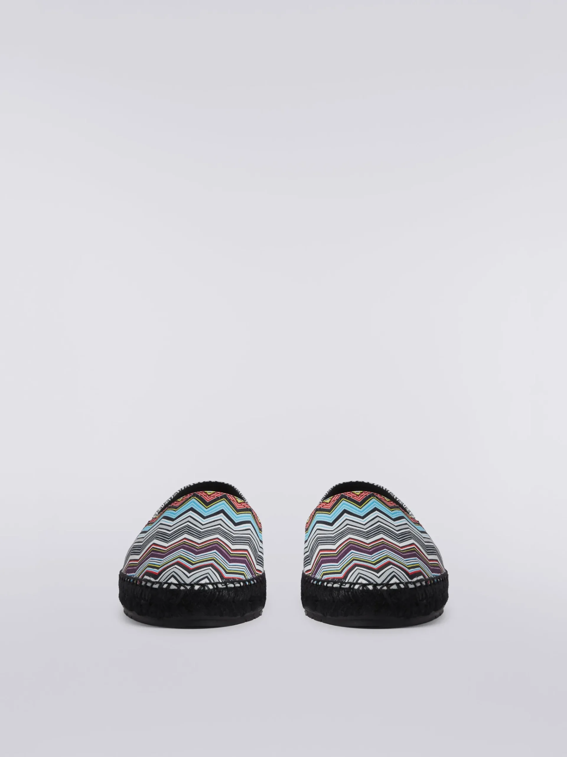 Espadrilles flat in canvas stampato con scritta logo