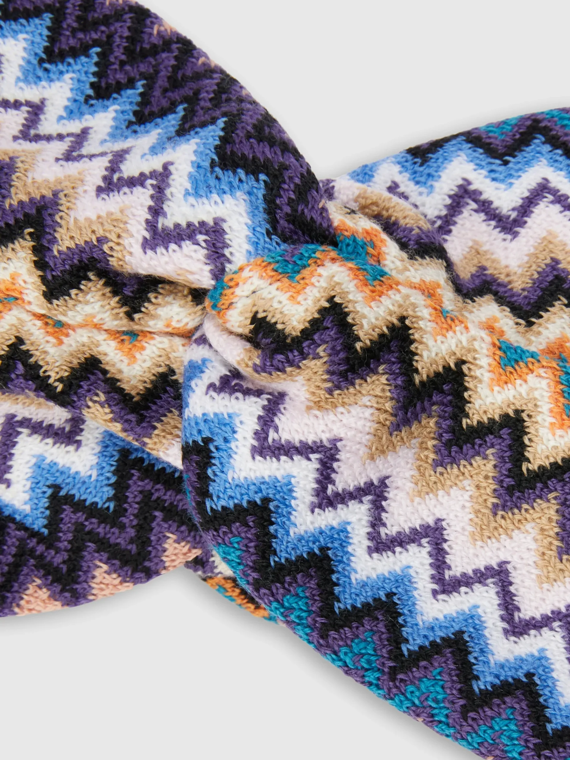Fascia per capelli in lana zig zag