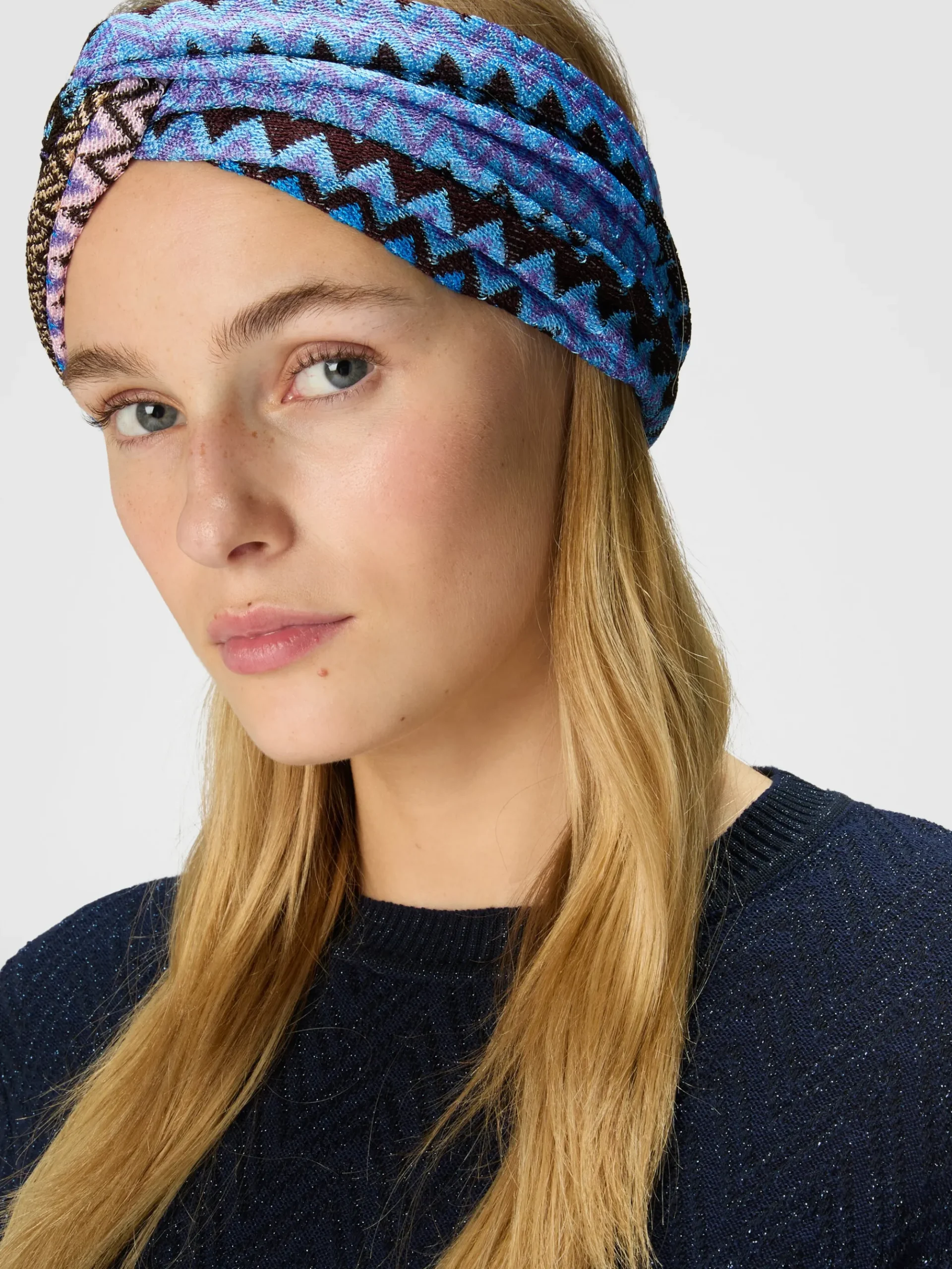 Fascia per capelli in viscosa zig zag