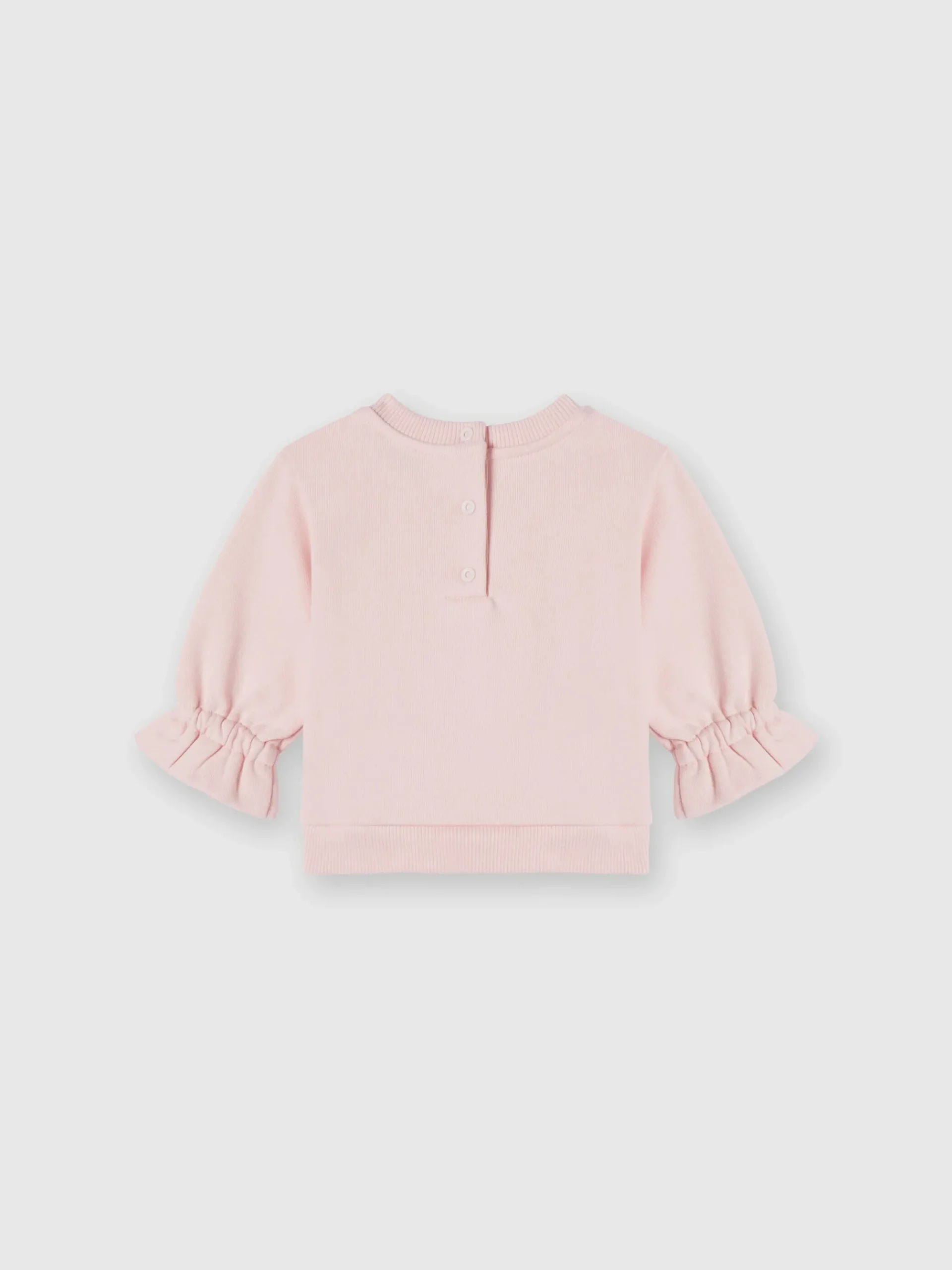 Felpa girocollo in cotone con rouches sulle maniche e logo