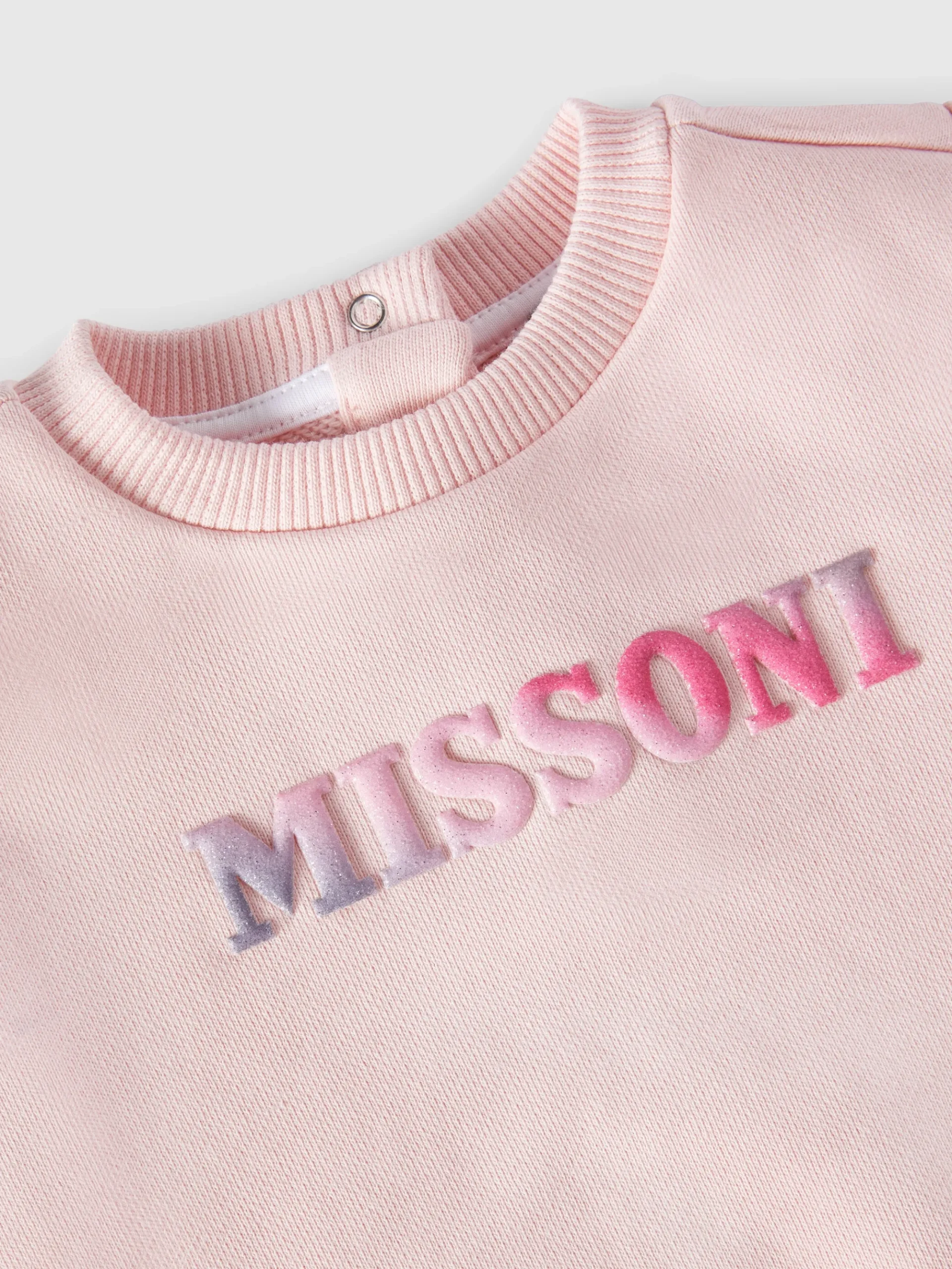 Felpa girocollo in cotone con rouches sulle maniche e logo